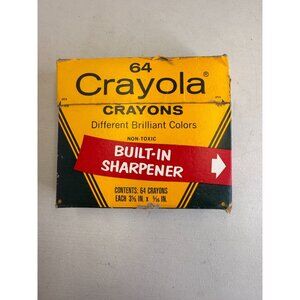 Vtg Crayola Crayons 64 Box w/ Sharpener Many Retired NIB Indian Red  Maize Etc